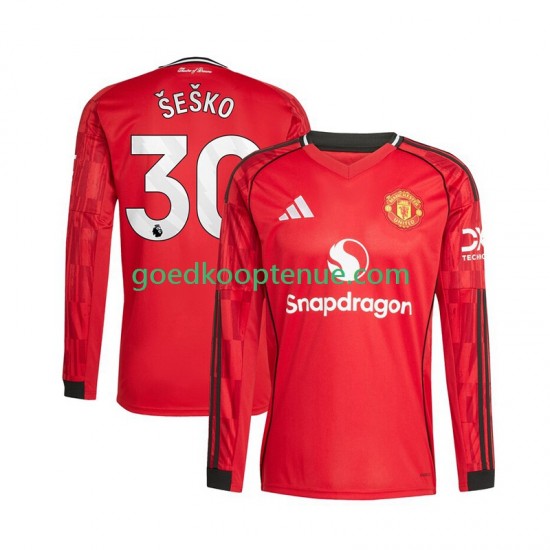 Thuis Tenue van Manchester United Benjamin Sesko 30 Heren 2025-26 Lange Mouw