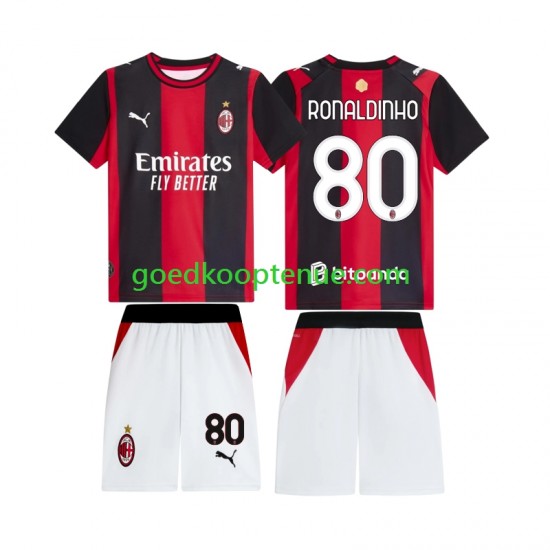 Thuis Tenue van AC Milan Ronaldinho 80 Kind 2-13 jaar 2026-27 Korte Mouw