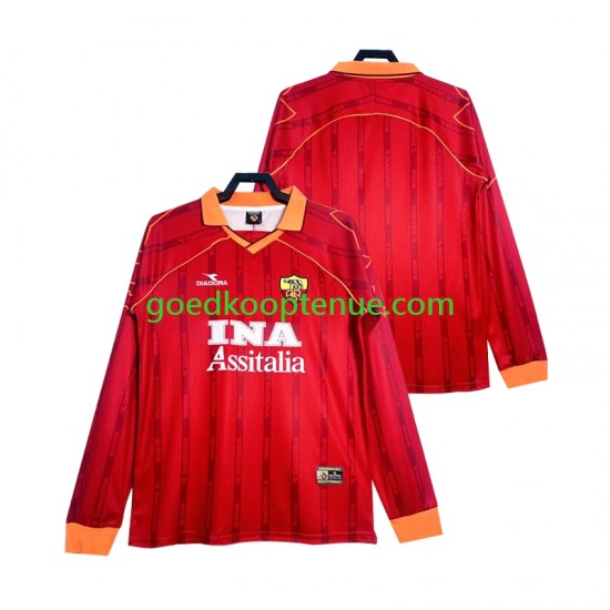 Thuis Retro Tenue van AS Roma 2000 Heren 1999 Lange Mouw
