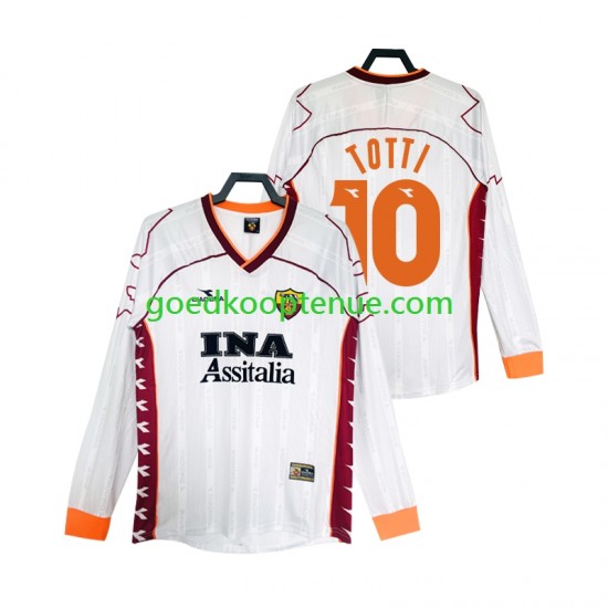 Uit Retro Tenue van AS Roma Totti 10 2000 Heren 1999 Lange Mouw