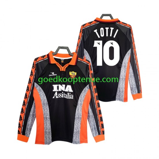 3de Retro Tenue van AS Roma Totti 10 Heren 1998 1999 Lange Mouw