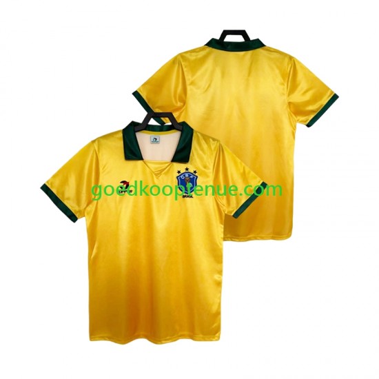 Thuis Retro Tenue van Brazilië 1988 Heren Korte Mouw