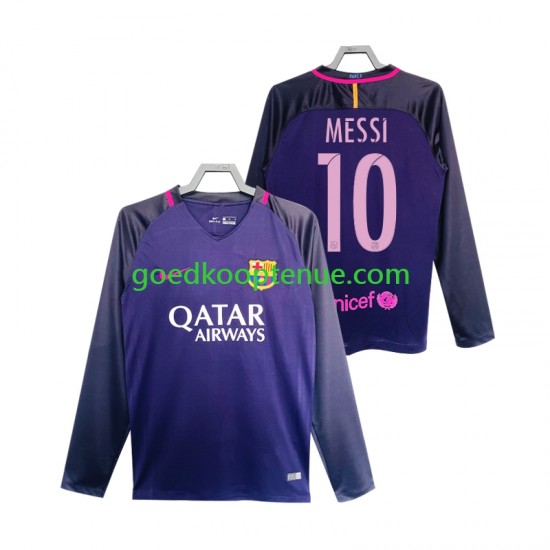 Uit Retro Tenue van FC Barcelona Lionel Messi 10 2016 2017 Heren Lange Mouw