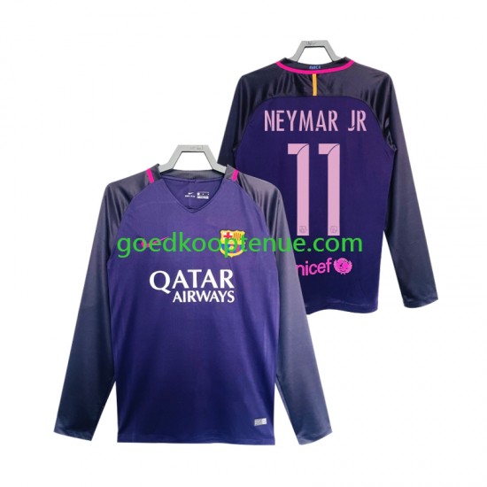Uit Retro Tenue van FC Barcelona Neymar JR 11 2016 2017 Heren Lange Mouw