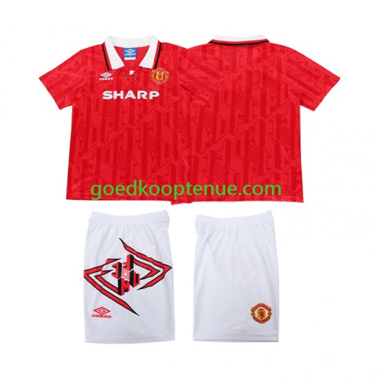 Thuis Retro Tenue van Manchester United 1993 Kind 2-13 jaar 1994 Korte Mouw