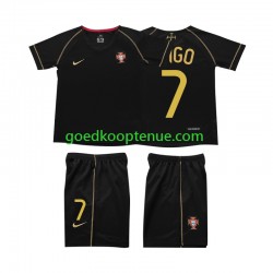 Uit Retro Tenue van Portugal FIGO 7 Kind 2-13 jaar 2006 Korte Mouw