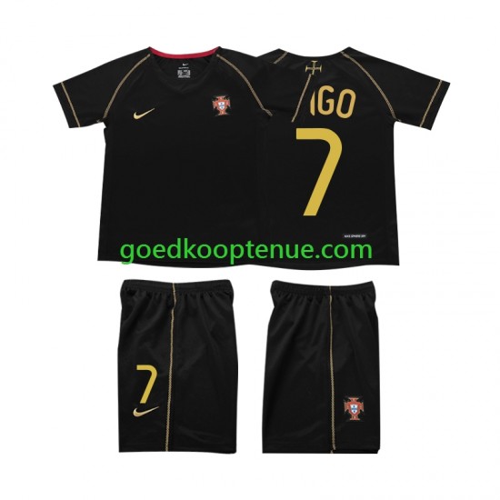 Uit Retro Tenue van Portugal FIGO 7 Kind 2-13 jaar 2006 Korte Mouw