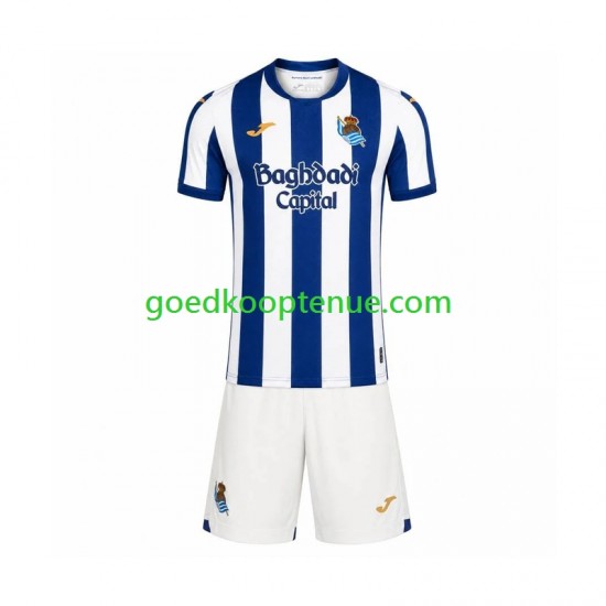 Thuis Tenue van Real Sociedad Kind 2-13 jaar 2026-27 Korte Mouw