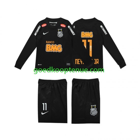 Uit Retro Tenue van Santos NEYMAR JR 11 Classic 2012 2013 Kind 2-13 jaar Lange Mouw
