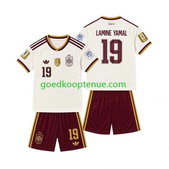 Uit Tenue van Spanje 2-star Lamine Yamal 19 Kind 2-13 jaar 2026-27 Korte Mouw