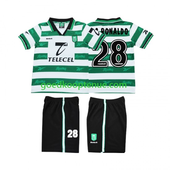 Thuis Retro Tenue van Sporting CP Cristiano Ronaldo 28 2000 Kind 2-13 jaar 1999 Korte Mouw