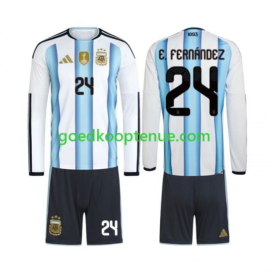 Thuis Tenue van Argentinië Enzo Fernandez 24 Kind 2-13 jaar WK 2026 Lange Mouw