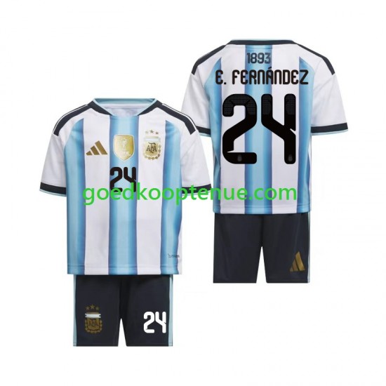 Thuis Tenue van Argentinië Enzo Fernandez 24 Kind 2-13 jaar WK 2026 Korte Mouw