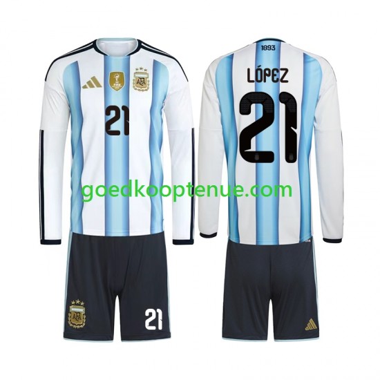 Thuis Tenue van Argentinië Jose Manuel Lopez 21 Kind 2-13 jaar WK 2026 Lange Mouw