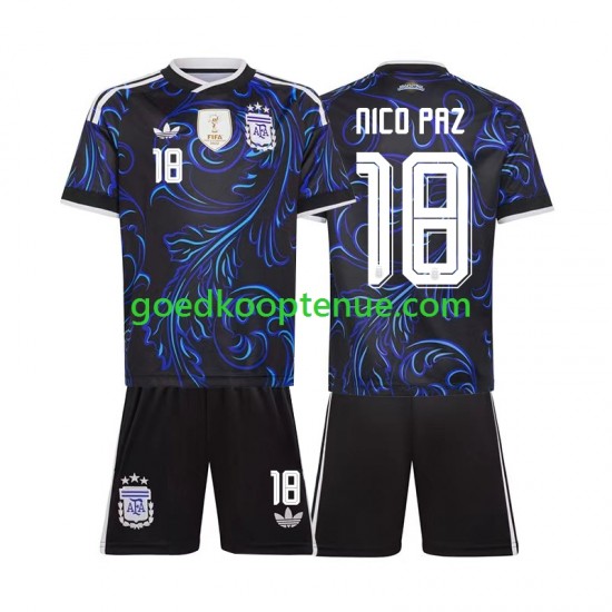 Uit Tenue van Argentinië Nico Paz 18 Kind 2-13 jaar WK 2026 Korte Mouw