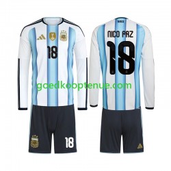 Thuis Tenue van Argentinië Nico Paz 18 Kind 2-13 jaar WK 2026 Lange Mouw