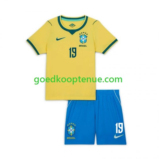 Thuis Tenue van Brazilië Endrick 19 Kind 2-13 jaar WK 2026 Korte Mouw