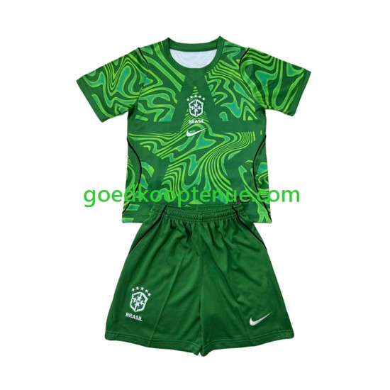 Uit Tenue van Brazilië Keepersshirt Kind 2-13 jaar WK 2026 Korte Mouw