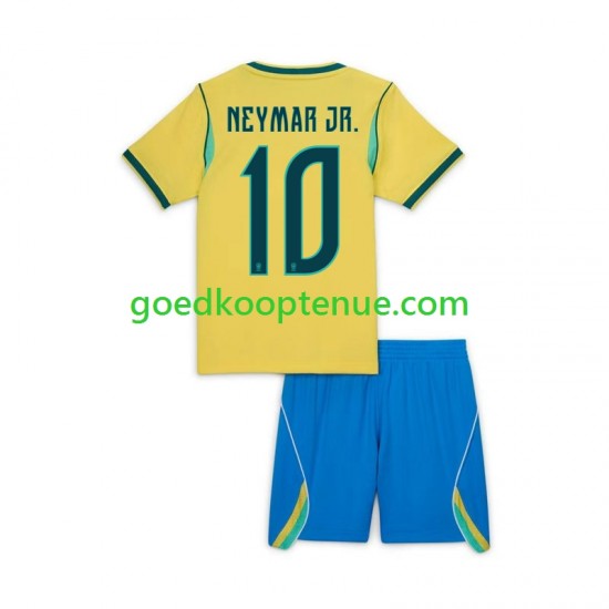 Thuis Tenue van Brazilië Neymar JR 10 Kind 2-13 jaar WK 2026 Korte Mouw