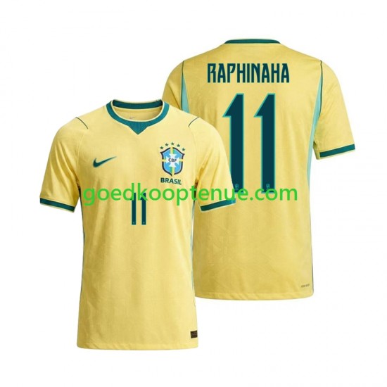 Thuis Tenue van Brazilië Raphinha 11 Heren WK 2026 Korte Mouw