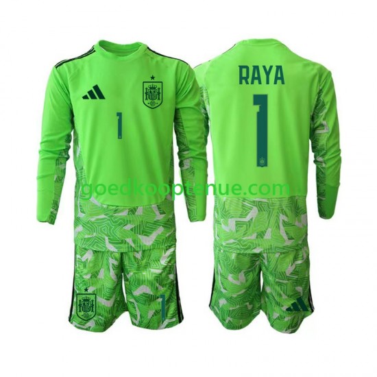 Tenue van Spanje Keepersshirt David Raya 1 6th Green color Kind 2-13 jaar WK 2026 Lange Mouw