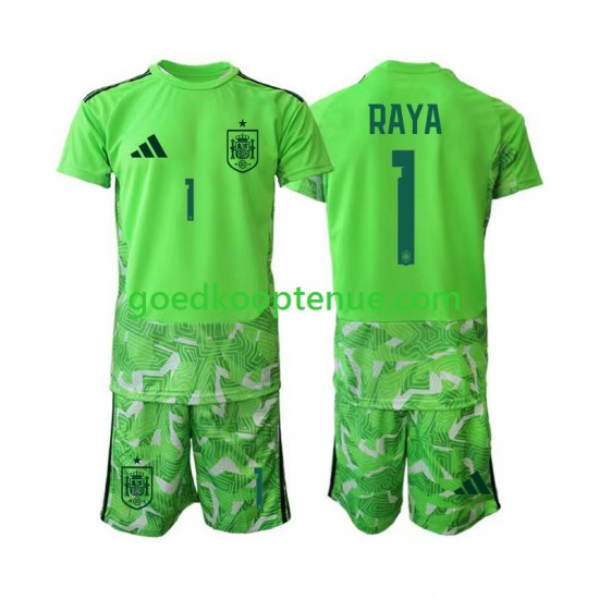 Tenue van Spanje Keepersshirt David Raya 1 6th Green color Kind 2-13 jaar WK 2026 Korte Mouw