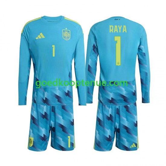 Thuis Tenue van Spanje Keepersshirt David Raya 1 Kind 2-13 jaar WK 2026 Lange Mouw
