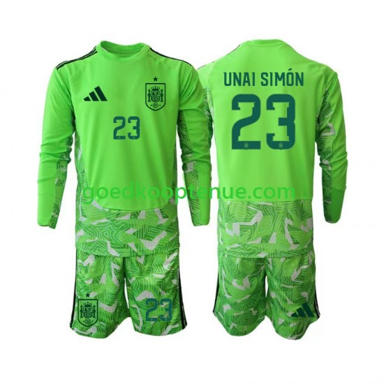 Tenue van Spanje Keepersshirt Unai Simon 23 6th Green color Kind 2-13 jaar WK 2026 Lange Mouw