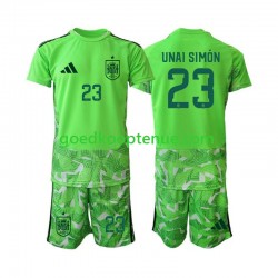 Tenue van Spanje Keepersshirt Unai Simon 23 6th Green color Kind 2-13 jaar WK 2026 Korte Mouw