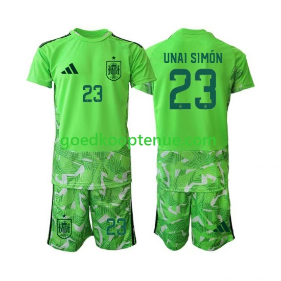 Tenue van Spanje Keepersshirt Unai Simon 23 6th Green color Kind 2-13 jaar WK 2026 Korte Mouw
