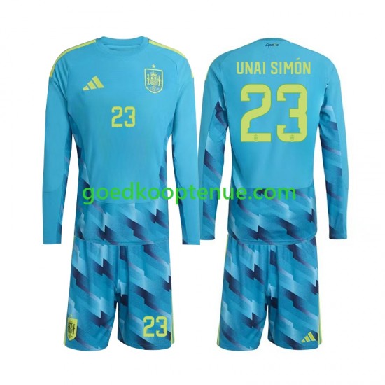 Thuis Tenue van Spanje Keepersshirt Unai Simon 23 Kind 2-13 jaar WK 2026 Lange Mouw