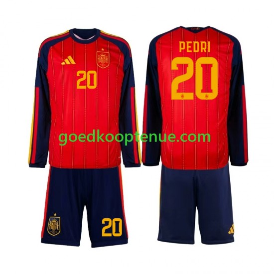 Thuis Tenue van Spanje Pedri 20 Kind 2-13 jaar WK 2026 Lange Mouw