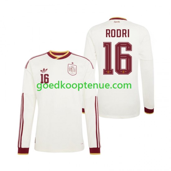 Uit Tenue van Spanje Rodri 16 Heren WK 2026 Lange Mouw