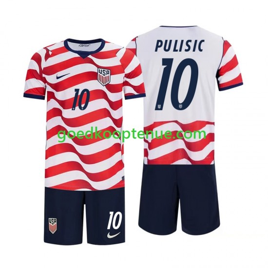 Thuis Tenue van USA Christian Pulisic 10 Kind 2-13 jaar WK 2026 Korte Mouw
