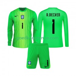 Thuis Tenue van Brazilië Keepersshirt Alisson Becker 1 Kind 2-13 jaar 2026 Lange Mouw