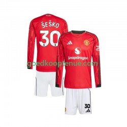 Thuis Tenue van Manchester United Benjamin Sesko 30 Kind 2-13 jaar 2025-26 Lange Mouw