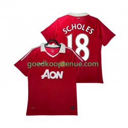 Thuis Retro Tenue van Manchester United SCHOLES 18 Heren 2011 2010 Korte Mouw
