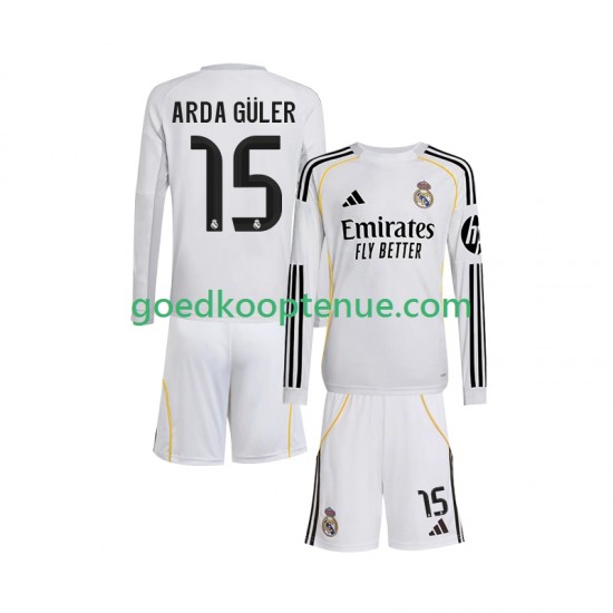 Thuis Tenue van Real Madrid Arda Guler 15 Kind 2-13 jaar 2025-26 Lange Mouw Thuis Tenue van Real Madrid Arda Guler 15 Kind 2-13 jaar 2025-26 Lange Mouw