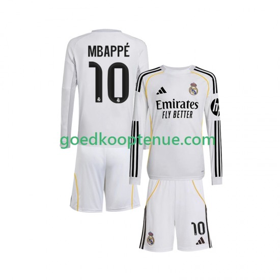 Thuis Tenue van Real Madrid Kylian Mbappe 10 Kind 2-13 jaar 2025-26 Lange Mouw Thuis Tenue van Real Madrid Kylian Mbappe 10 Kind 2-13 jaar 2025-26 Lange Mouw