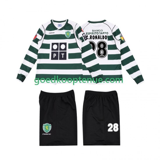 Thuis Retro Tenue van Sporting CP Cristiano Ronaldo 28 2001 2003 Kind 2-13 jaar Lange Mouw Thuis Retro Tenue van Sporting CP Cristiano Ronaldo 28 2001 2003 Kind 2-13 jaar Lange Mouw